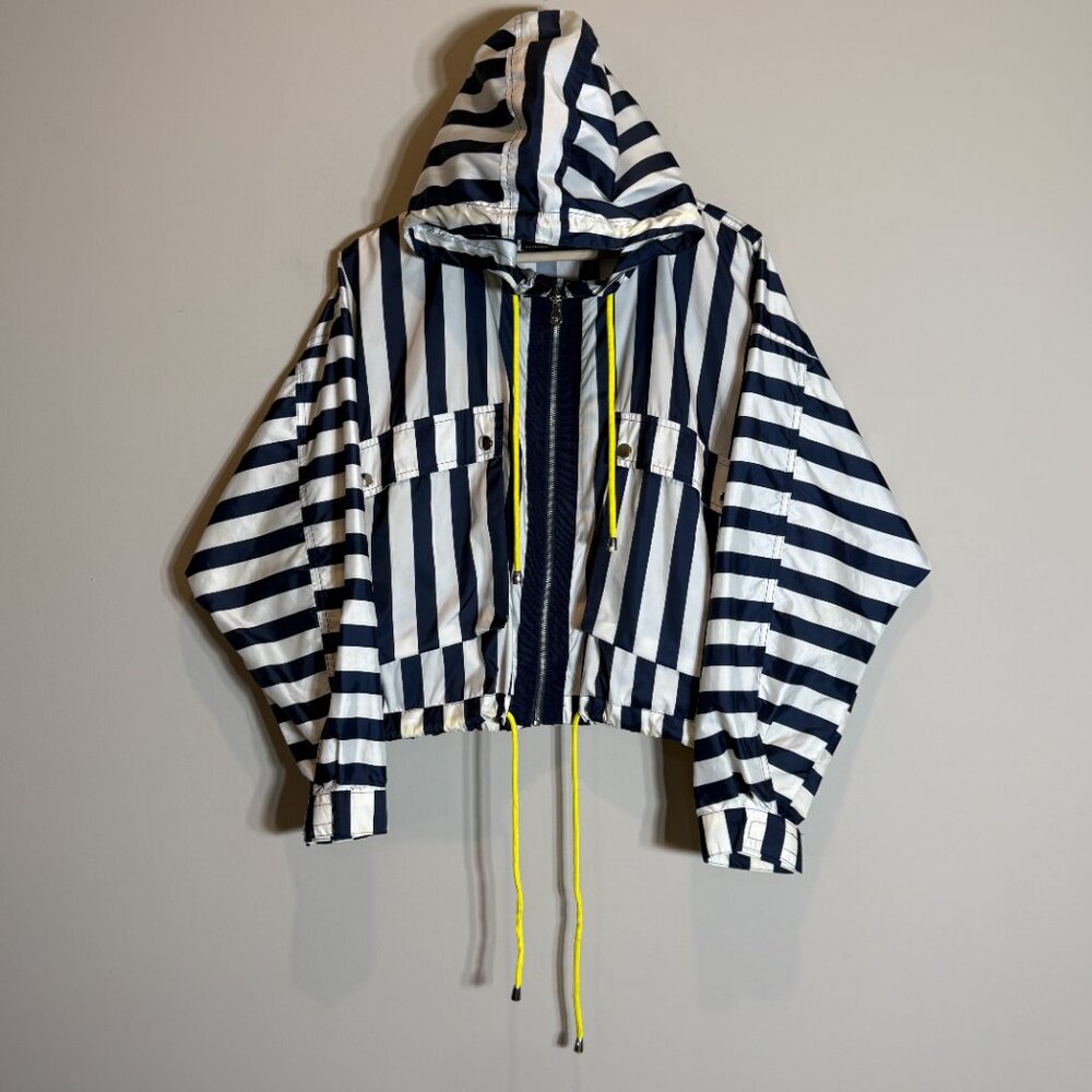 Zara Basic Striped Hooded Lightweight Cropped Jac… - image 4